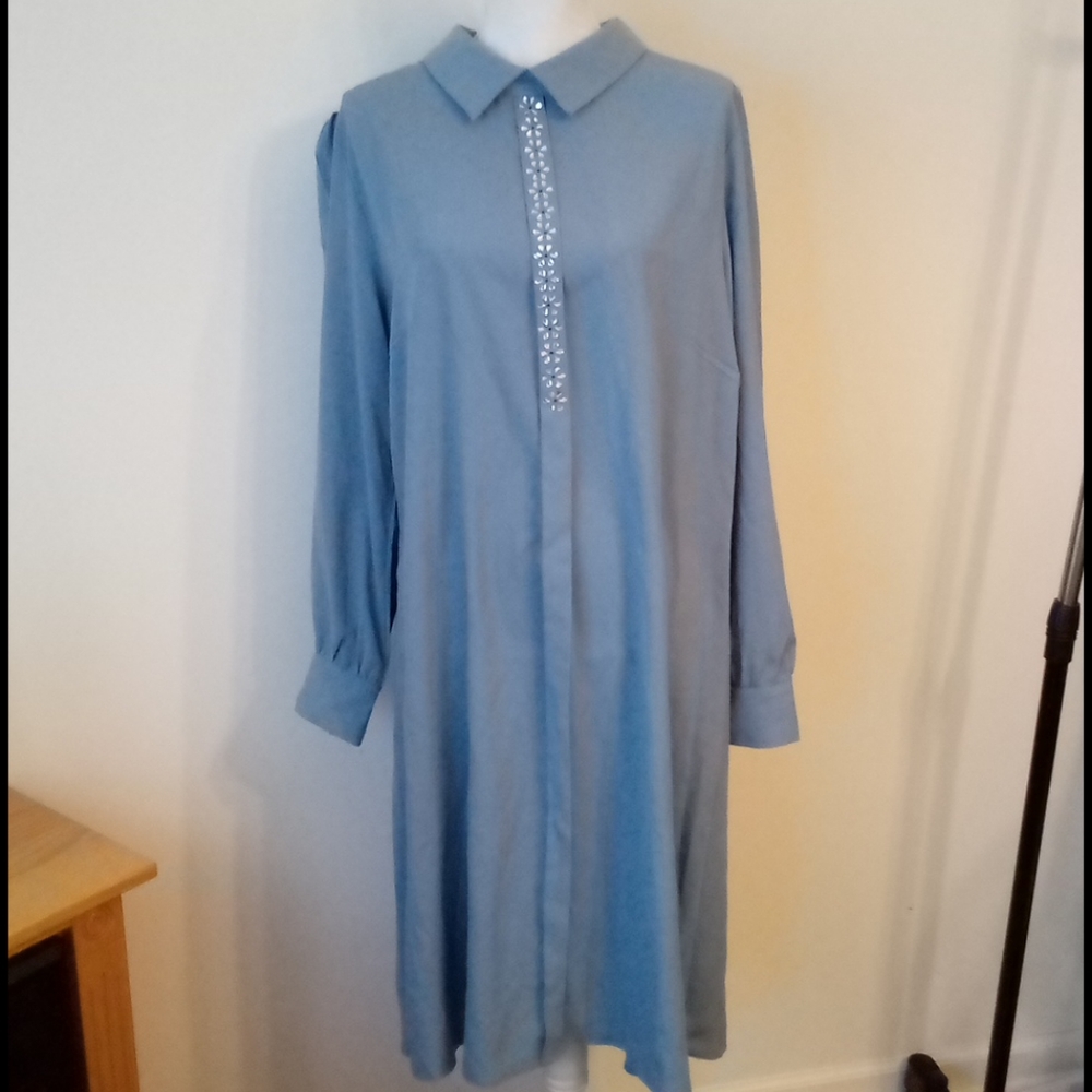 Prairie Style Sky Blue Dress
